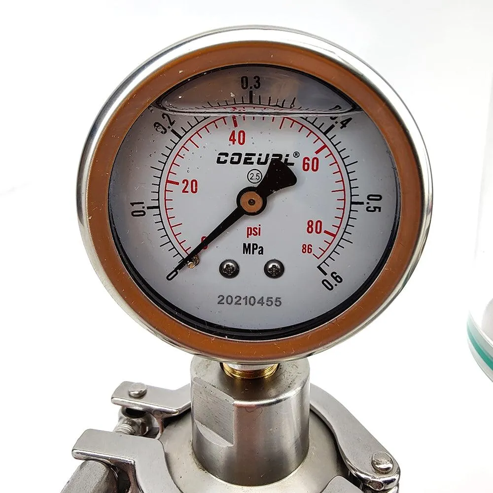 1.5 Inch TC Horizontal Port Spunding Valve with Pressure Gauge