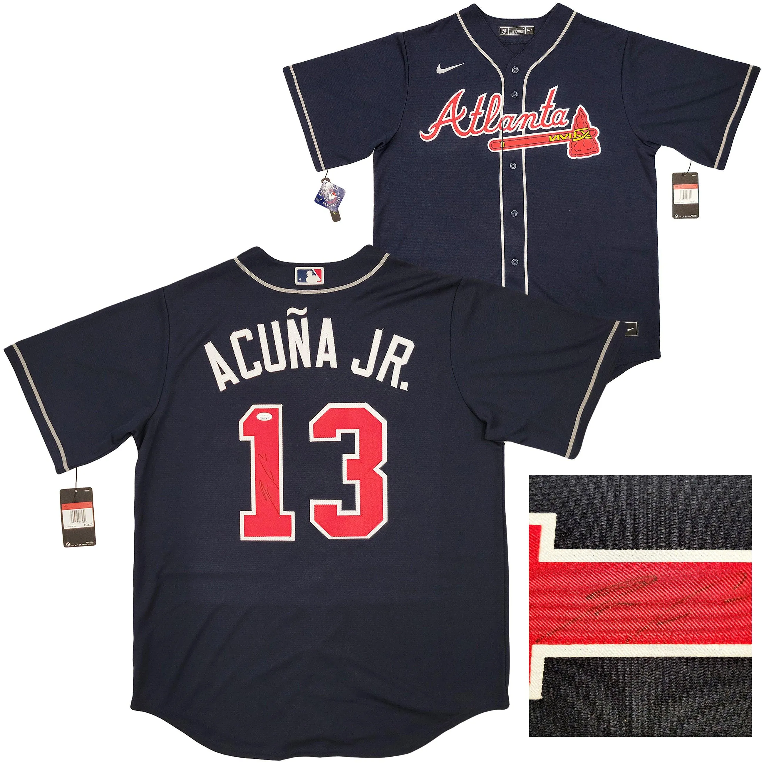 Atlanta Braves Ronald Acuna Jr. Autographed Blue Nike Jersey Size L JSA Stock #205683