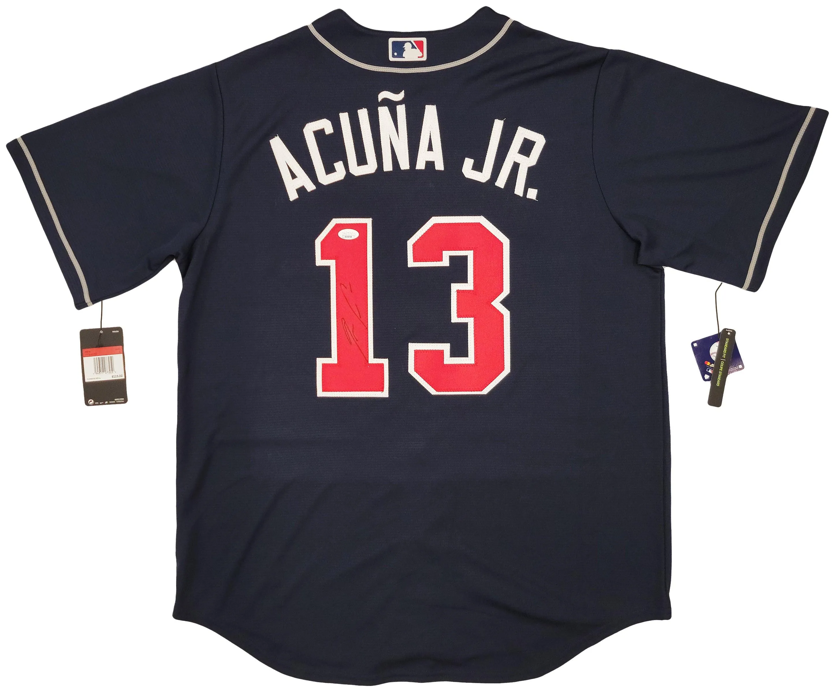 Atlanta Braves Ronald Acuna Jr. Autographed Blue Nike Jersey Size L JSA Stock #205683