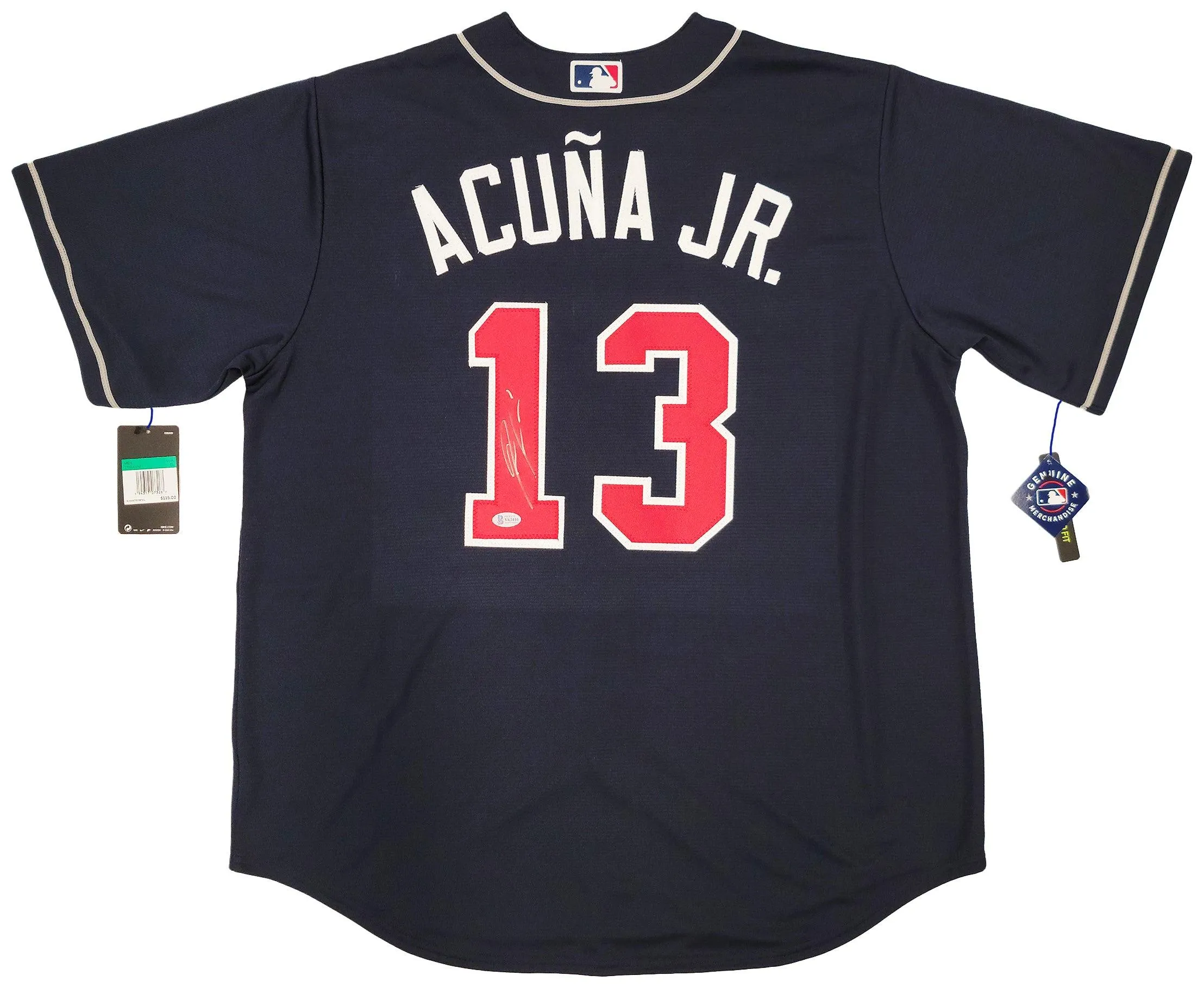 Atlanta Braves Ronald Acuna Jr. Autographed Blue Nike Jersey Size XL Beckett BAS Stock #205685