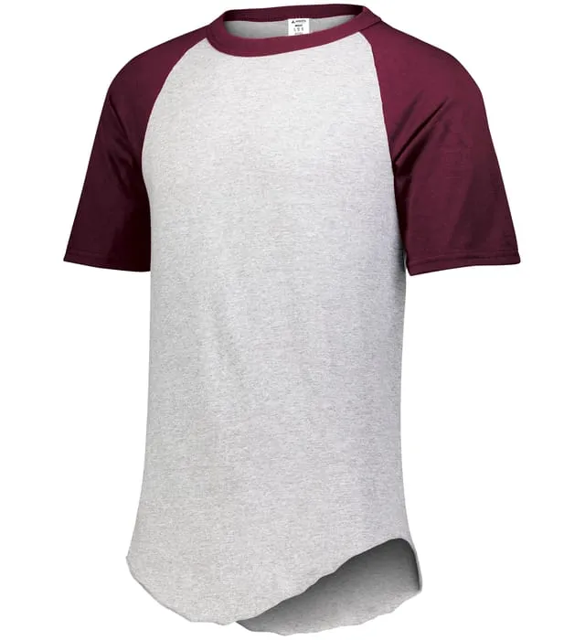 Augusta 2.0 Athletic Heather/Maroon Short Sleeve Adult Baseball Tee