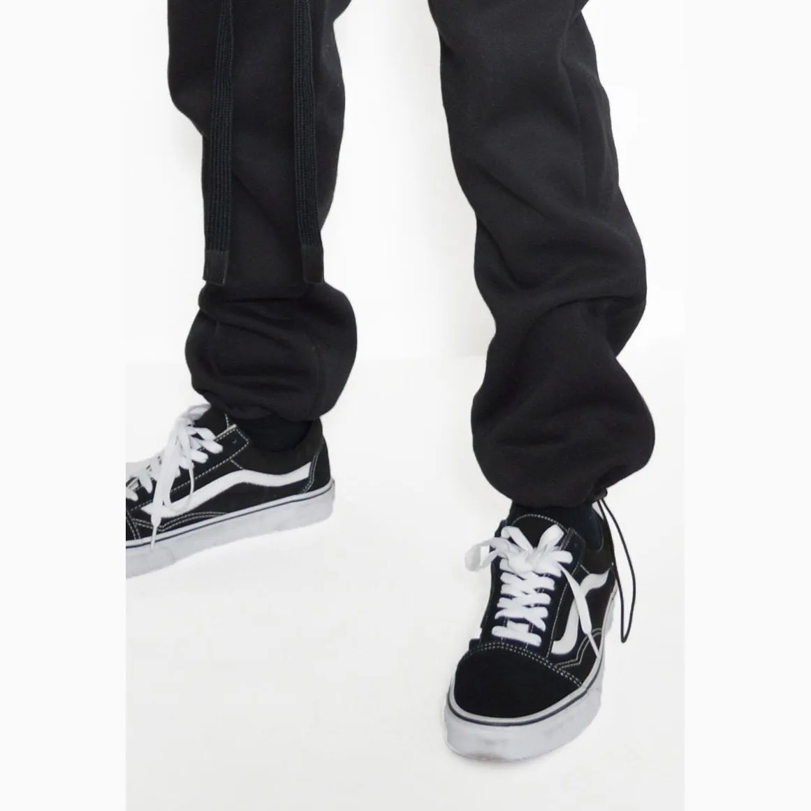 Black Cotton Fleece Toggle Sweatpants