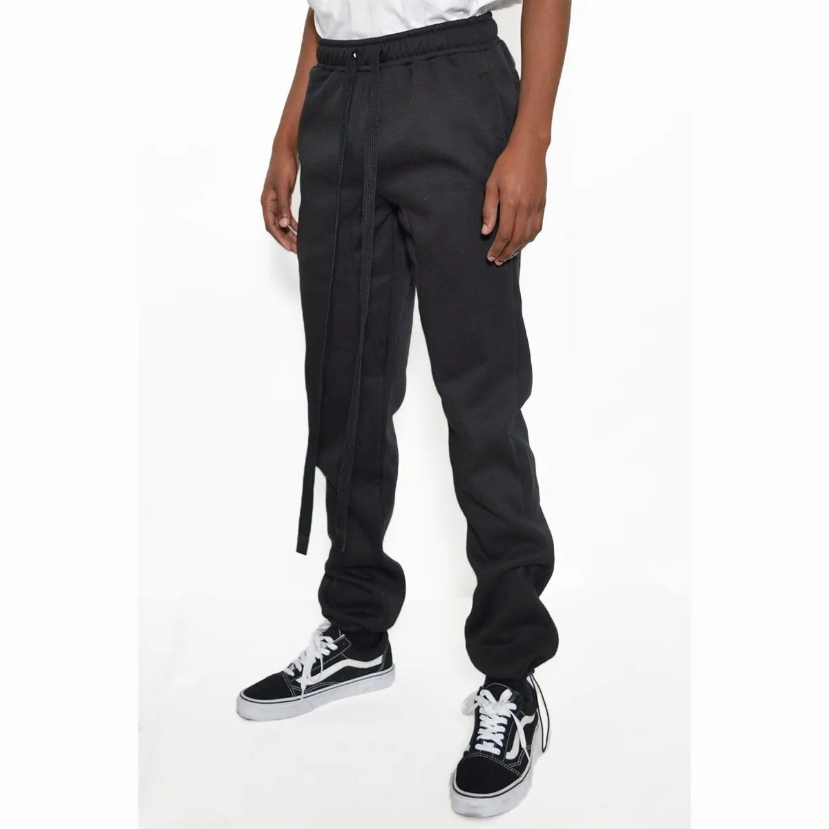 Black Cotton Fleece Toggle Sweatpants