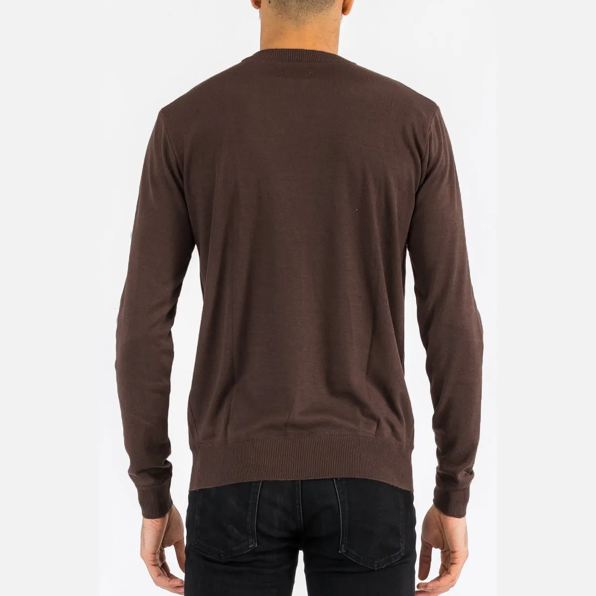 Brown Round Neck Knit Sweater