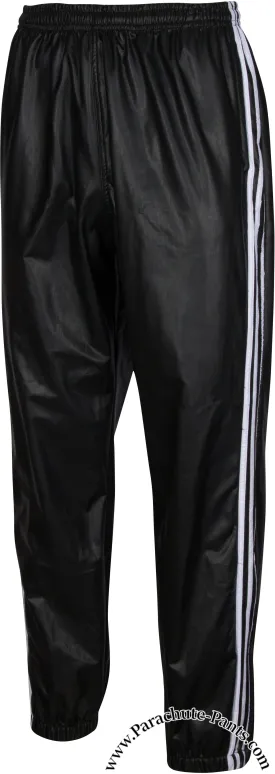 Bruno Black Faux Leather 3-Stripe Wind Pants