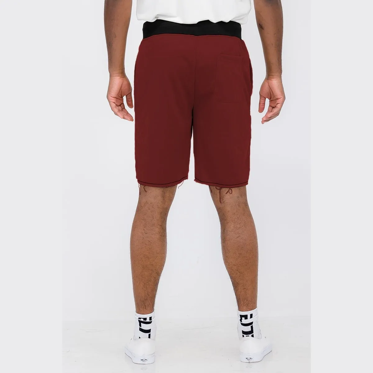 Burgundy Raw Cut City Sweat Short