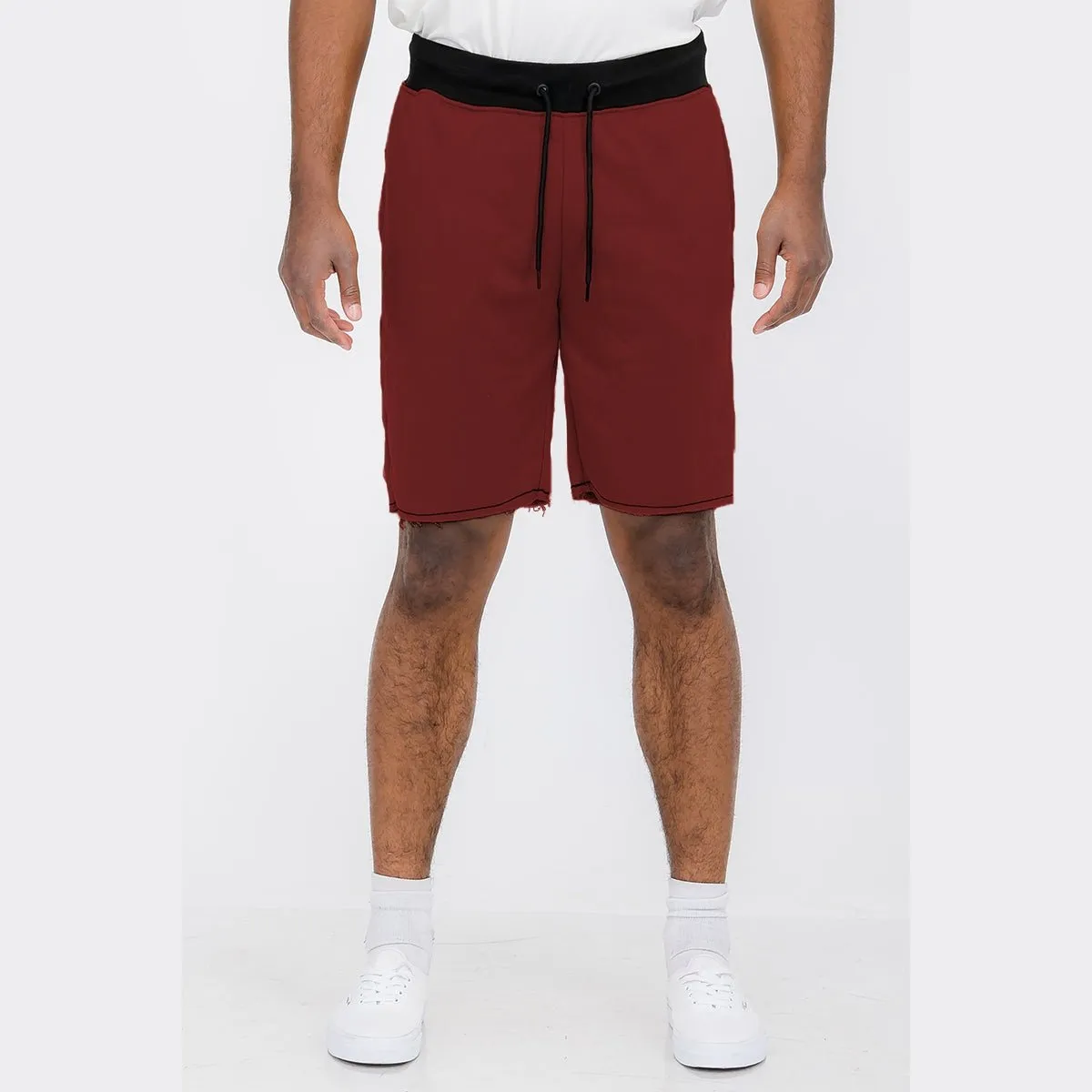 Burgundy Raw Cut City Sweat Short