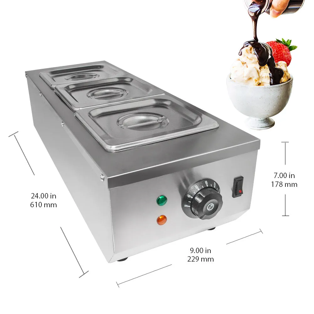 Chocolate Fondue Machine | Stainless steel Professional Melter with Water-Heating System | Manual