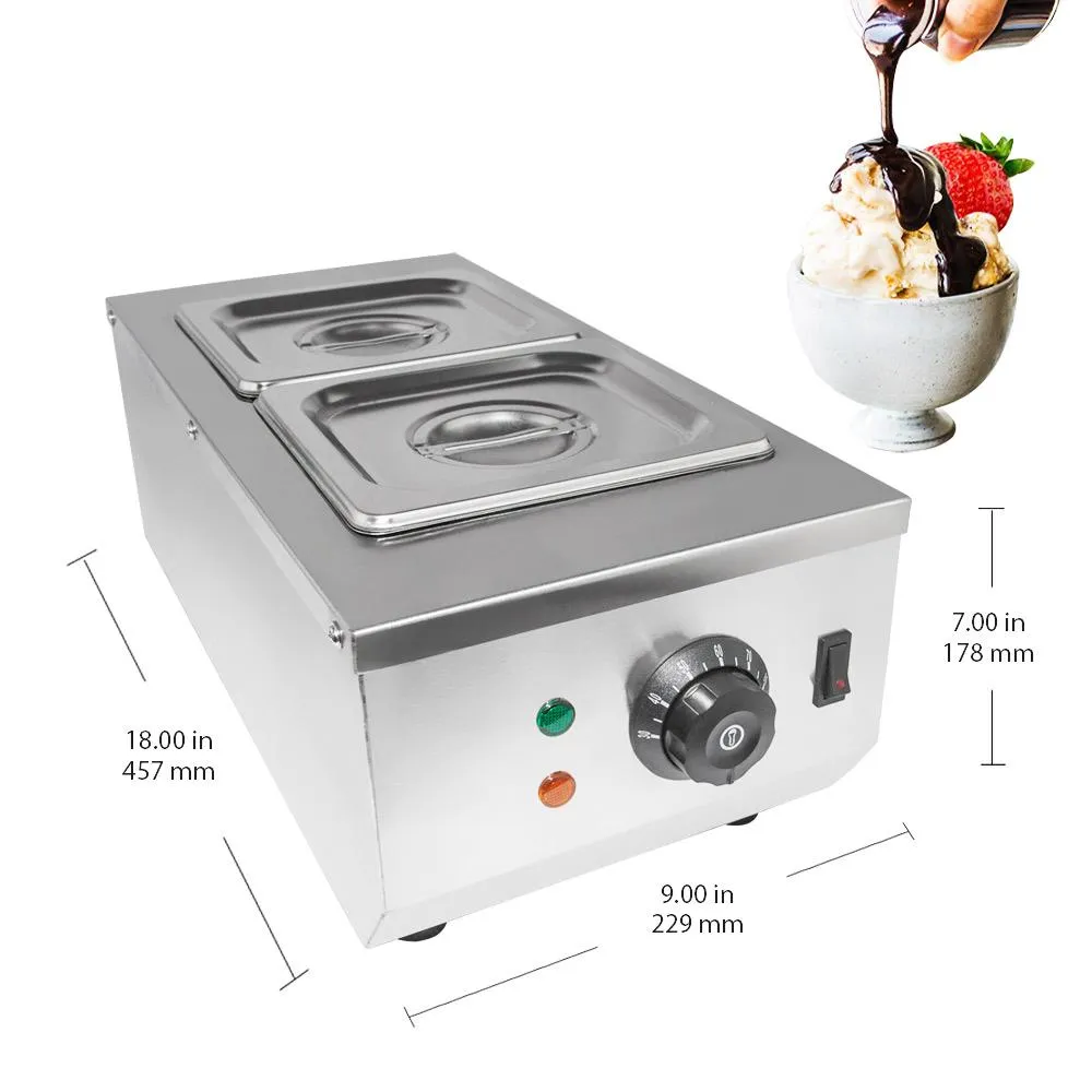 Chocolate Fondue Machine | Stainless steel Professional Melter with Water-Heating System | Manual