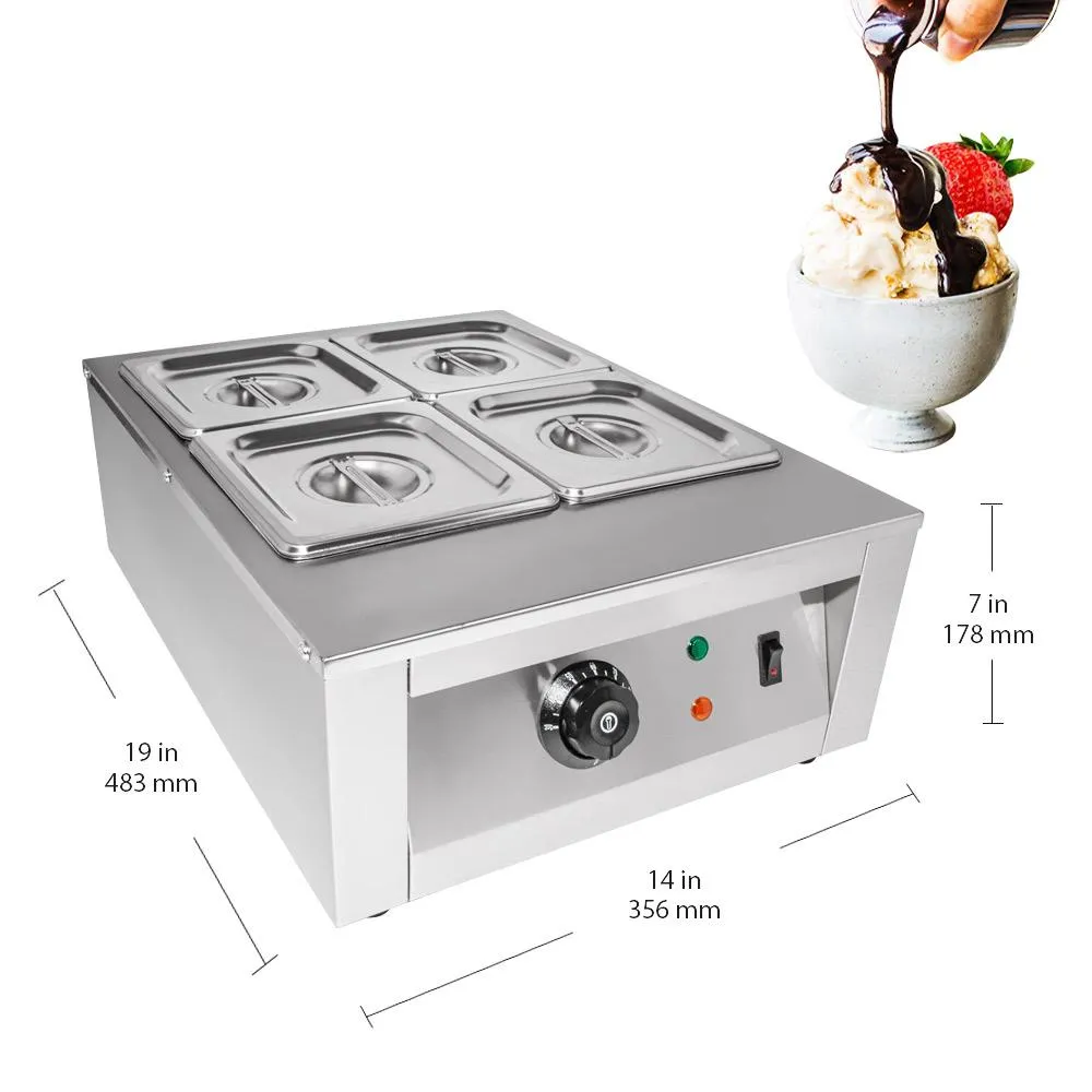 Chocolate Fondue Machine | Stainless steel Professional Melter with Water-Heating System | Manual