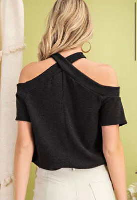 Criss Cross cold shoulder top