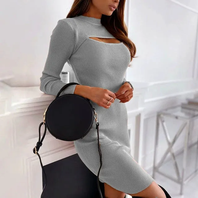 Cut out Slim Party New Casual Women's Dresses Silm Dress