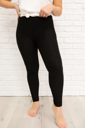 DOORBUSTER Let's Go Textured Leggings in Black