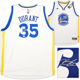 Golden State Warriors Kevin Durant Autographed White Adidas Swingman Jersey Size XL   2 Length Beckett BAS QR Stock #212185