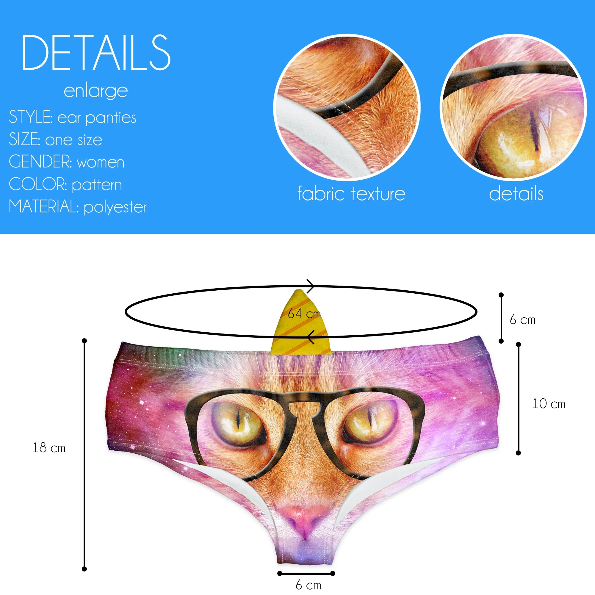 Horn Pantie - Galaxy Nerdy Caticorn (6-10 UK Size)