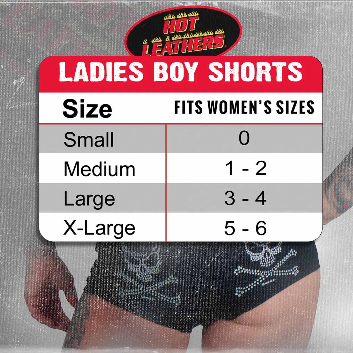 Hot Leathers PTB7074 Skeleton Hands Ladies Boy Shorts