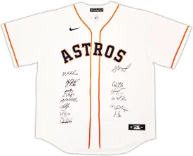 Houston Astros 2022 World Series Champion Autographed White Nike Jersey Size XL With 14 Signatures Including Jose Altuve & Yordan Alvarez Beckett BAS Witness Stock #220889