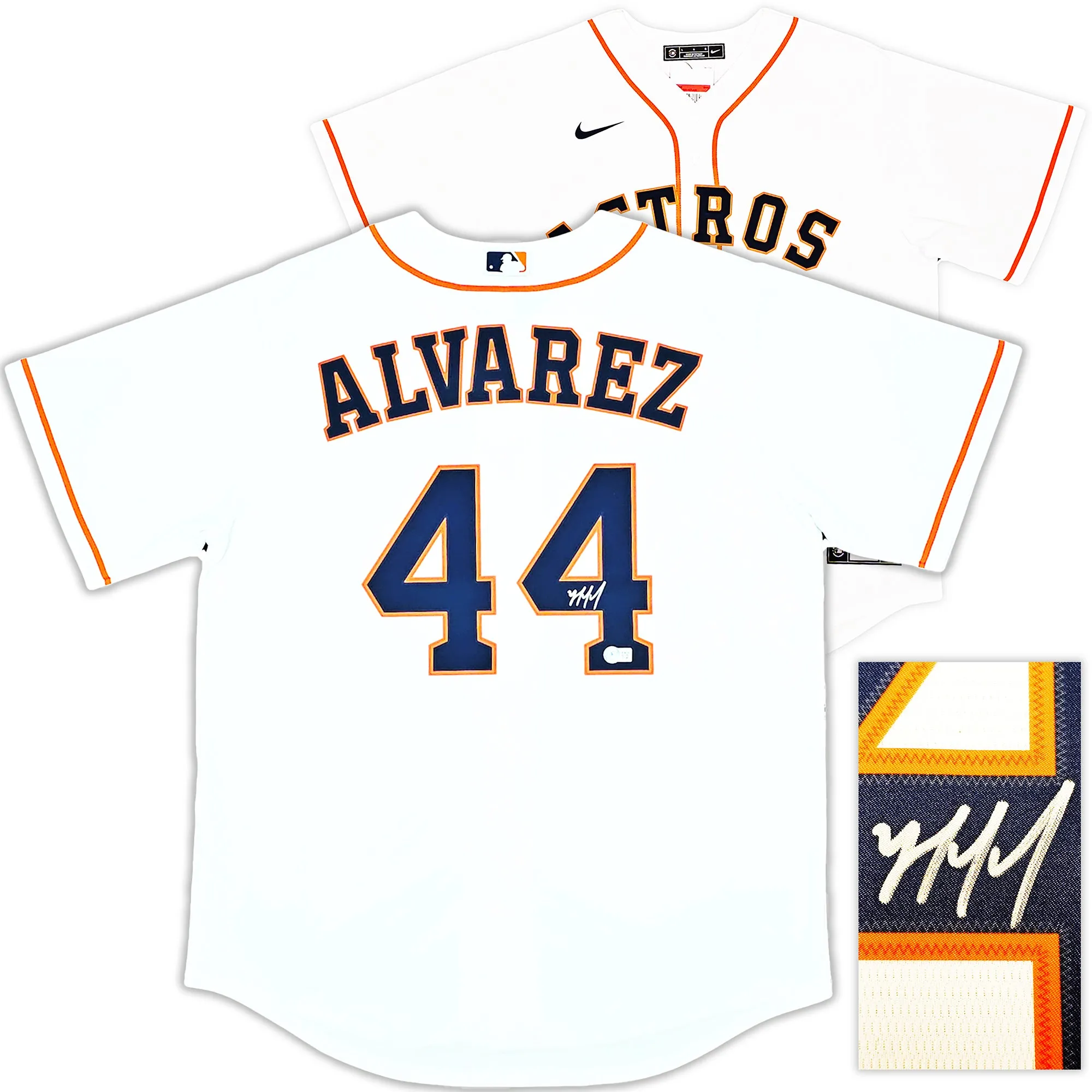 Houston Astros Yordan Alvarez Autographed White Nike Jersey Size L Beckett BAS Witness Stock #220483