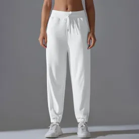 Internet Celebrity Pants Loose Tappered Sports Pants Drawstring Side Pocket Draping Wide Leg Breathable High Waist Fitness Pants Running Pants