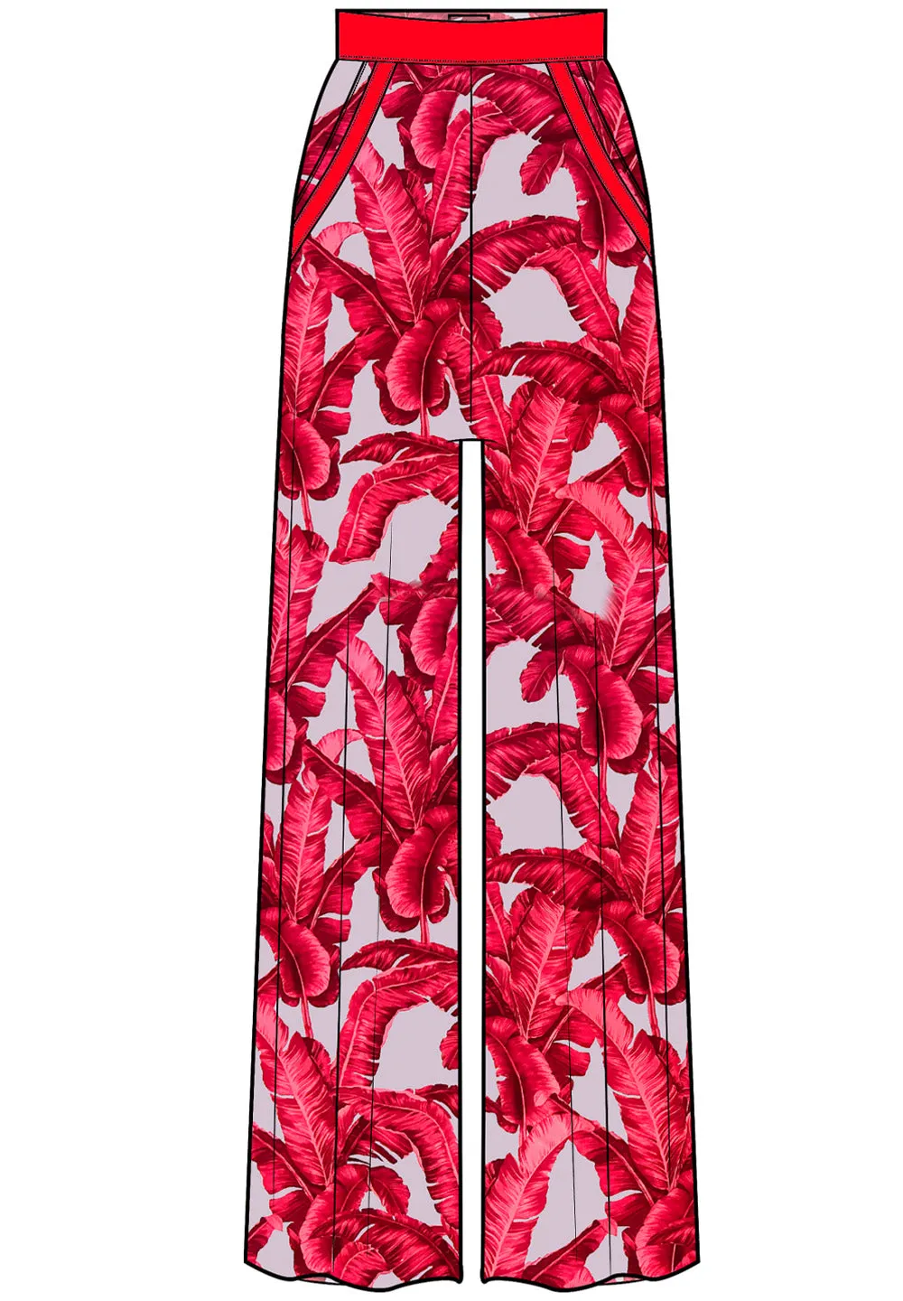 Jungle - Red / Grey Palm Pants (Red)