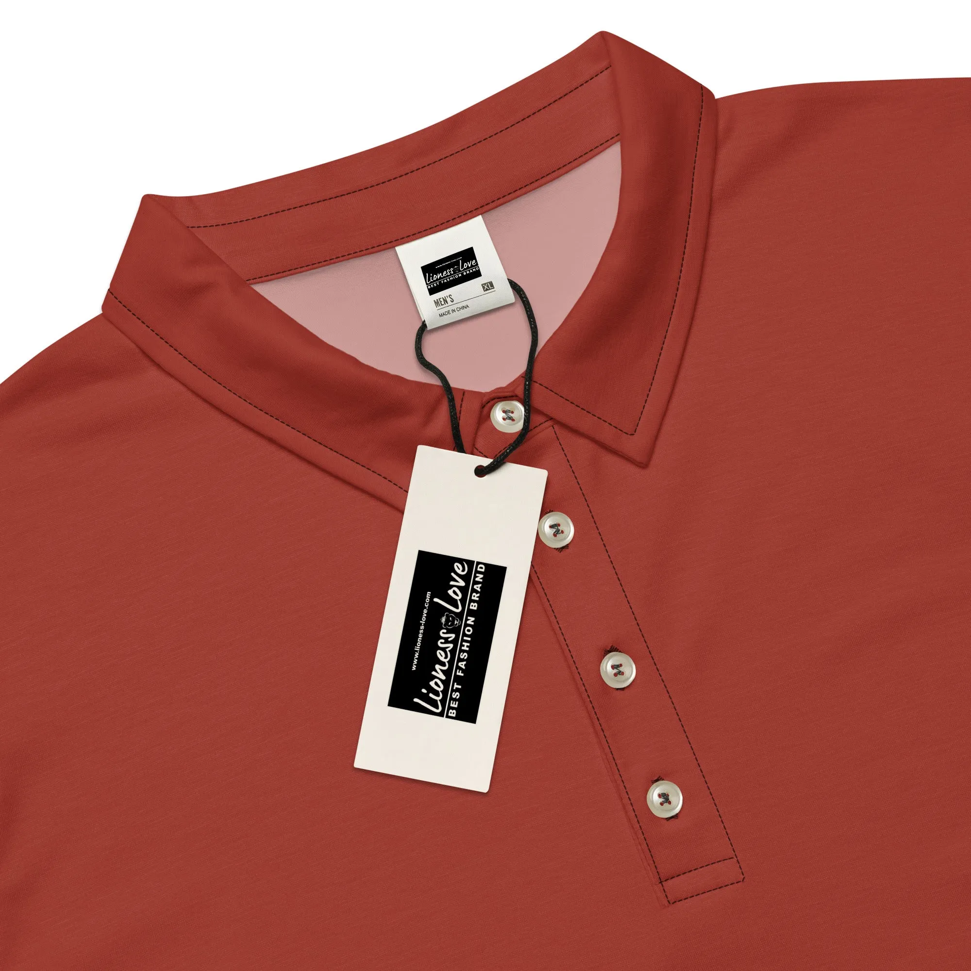 Men’s Slim Fit Polo in Rust, lioness-love