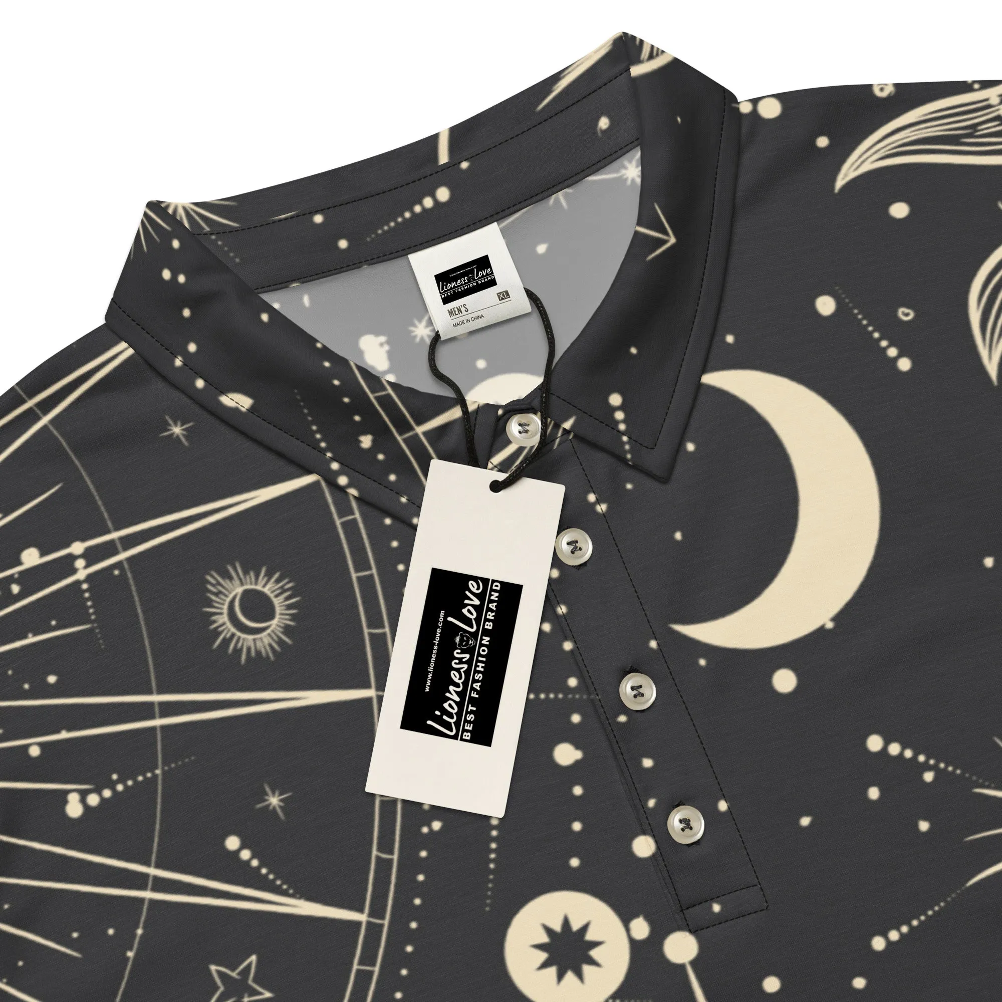 Men’s Slim Fit Polo Shirt Celestial Seeker, lioness-love