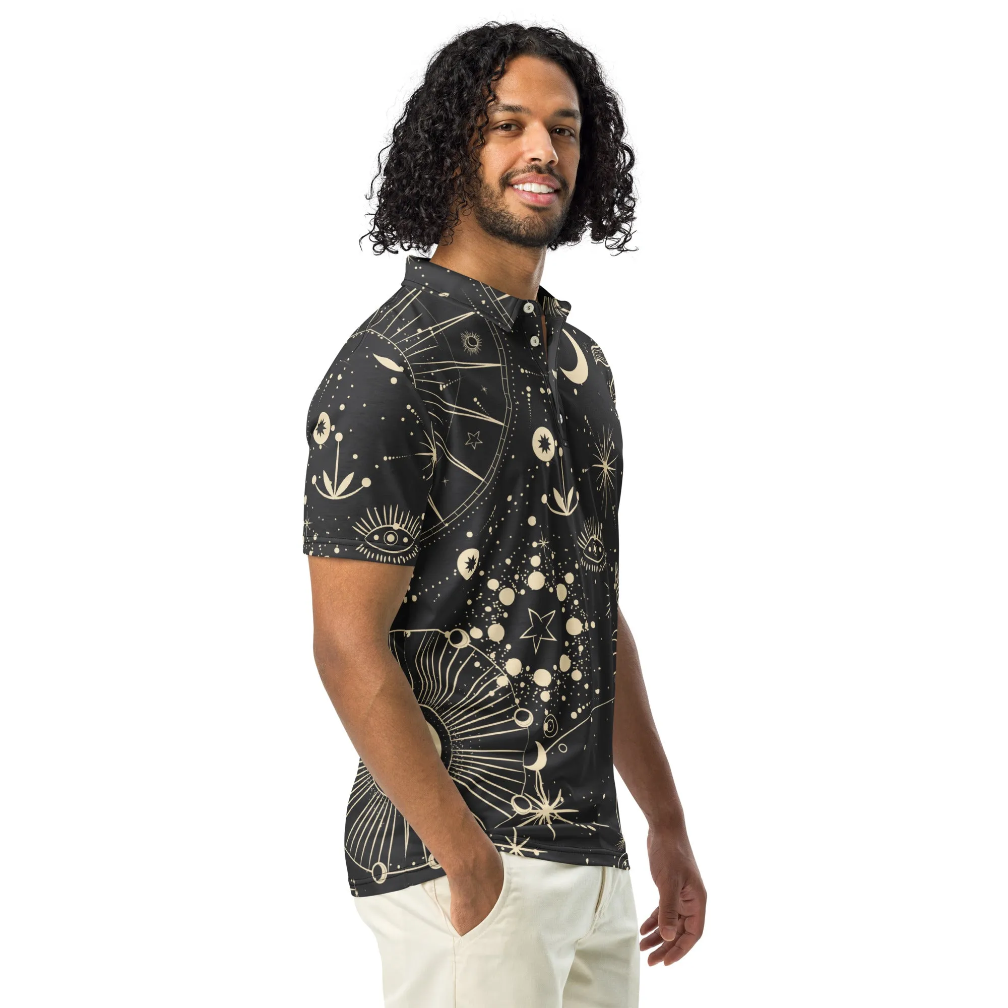 Men’s Slim Fit Polo Shirt Celestial Seeker, lioness-love