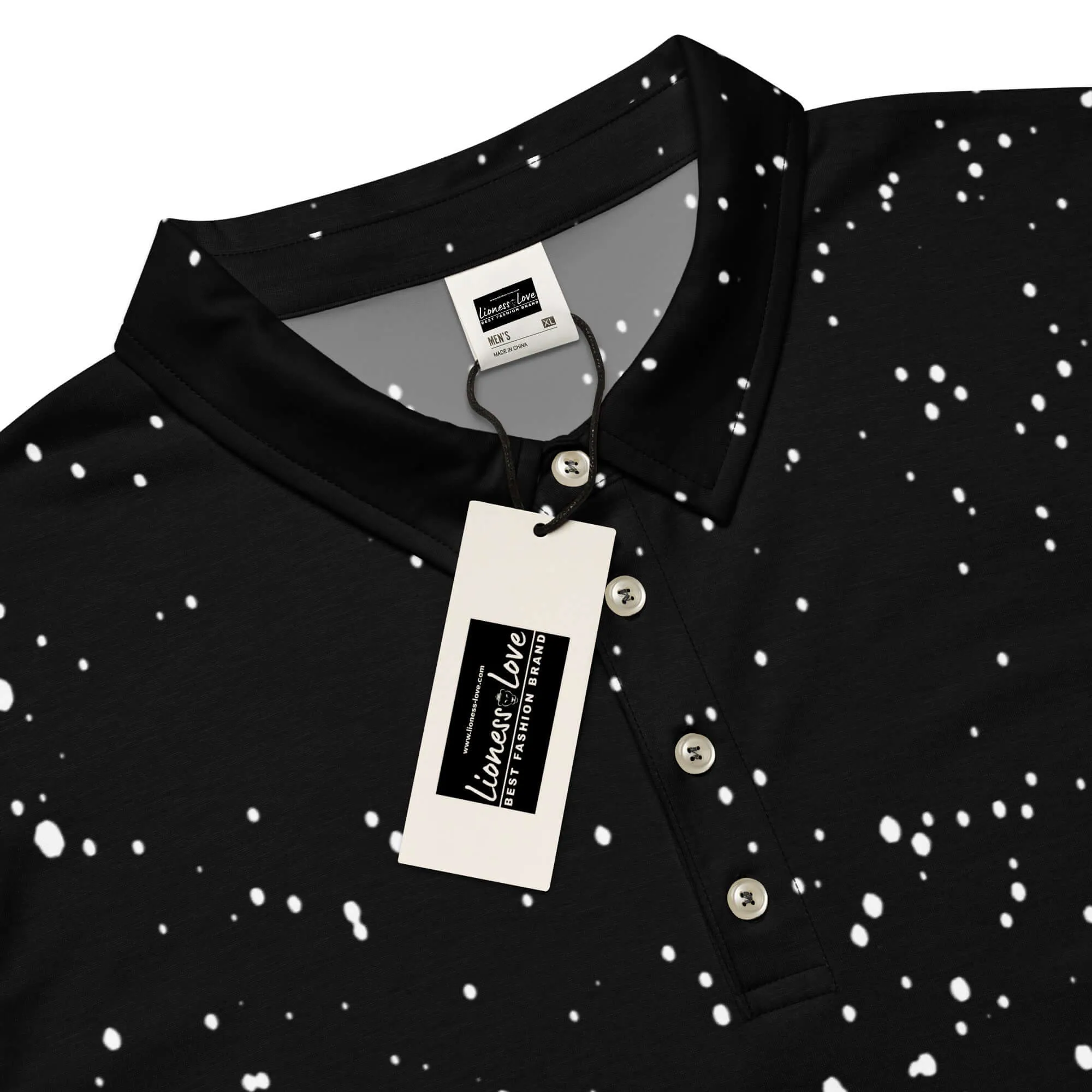 Men’s Slim Fit Polo Shirt Snow Flakes Design, lioness-love