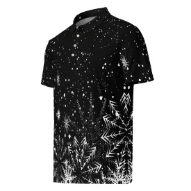 Men’s Slim Fit Polo Shirt Snow Flakes Design, lioness-love