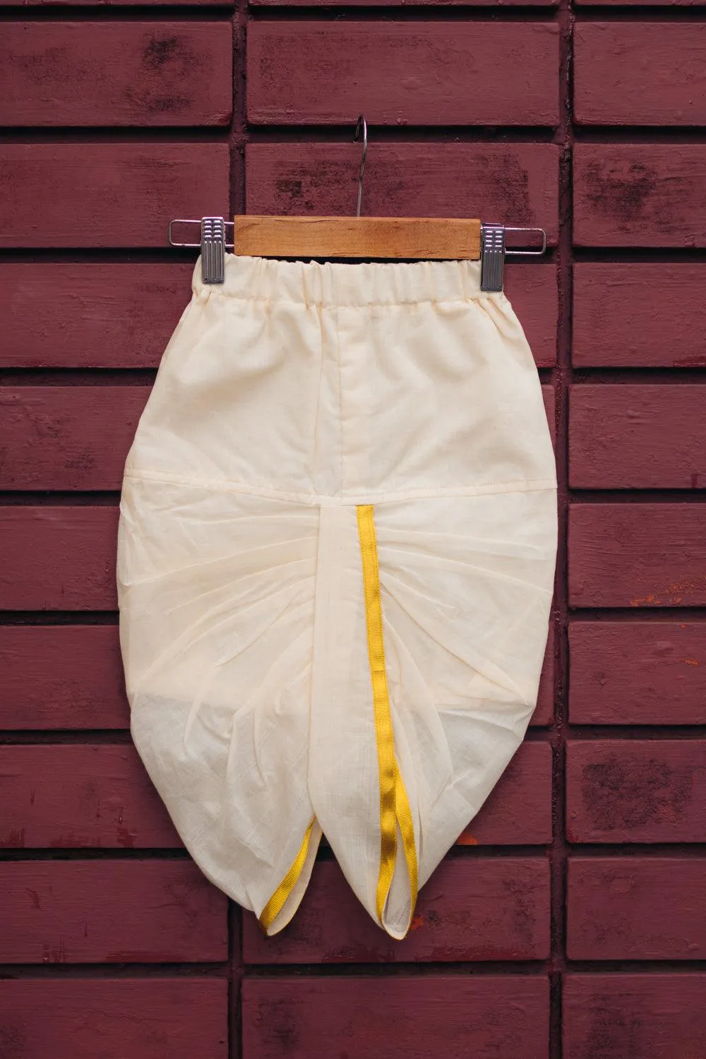 Nakul- Boys Hand-loomed Cotton Cream Dhoti Pants with Gold border