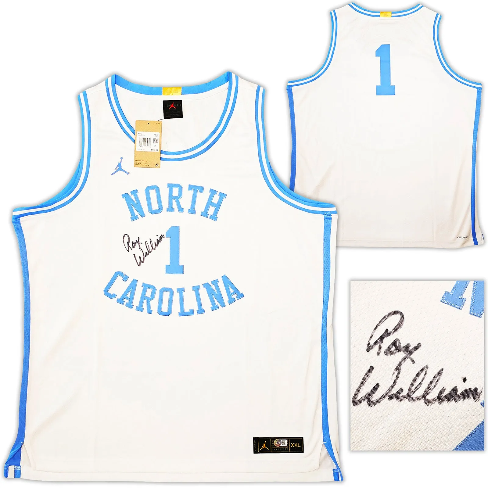 North Carolina Tarheels Roy Williams Autographed White Nike Jordan Limited Jersey Size XXL Beckett BAS QR Stock #212156