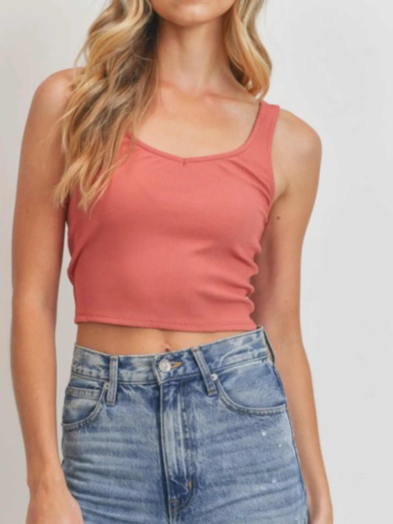 Paisley Cropped Tank - Terracotta