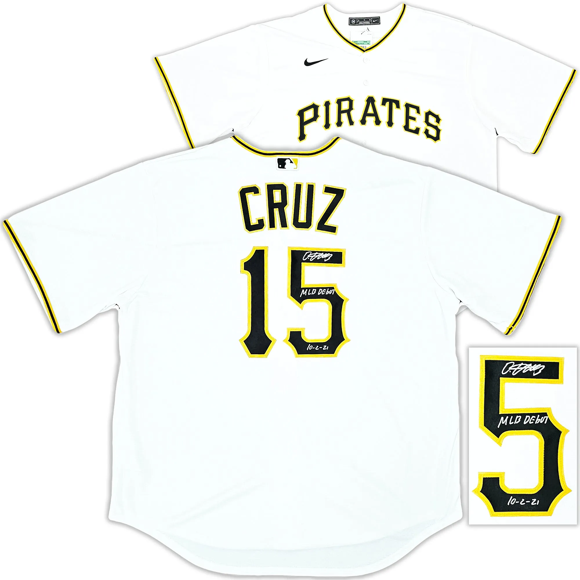 Pittsburgh Pirates Oneil Cruz Autographed White Nike Jersey Size XL "MLB Debut 10-2-21" Beckett BAS QR Stock #220603