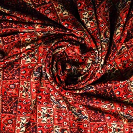 Red Digital Print Rayon Fabric