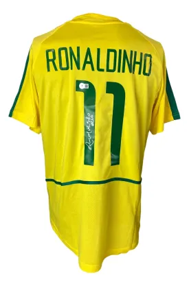 Ronaldinho Signed Brazil Nike Soccer Jersey R10 Inscribed BAS