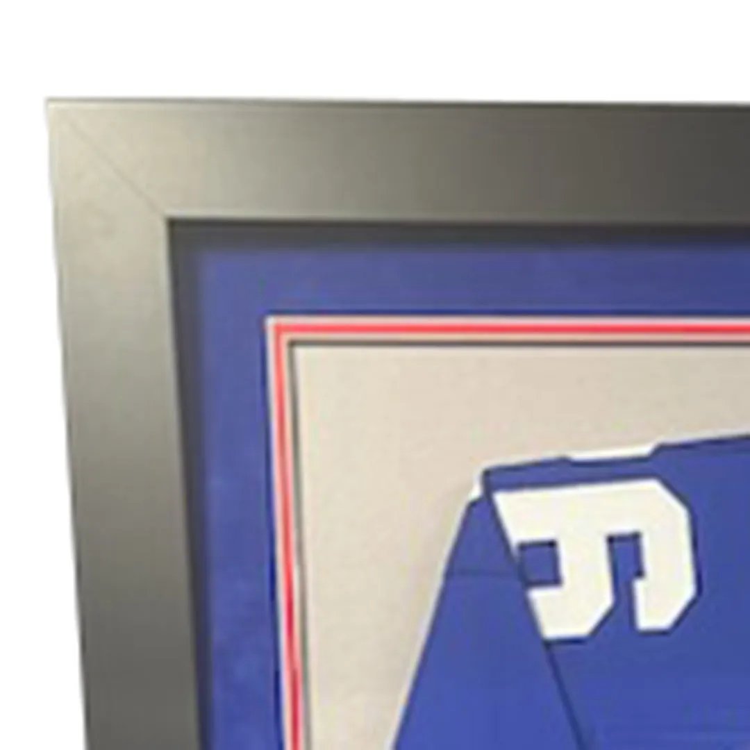 Saquon Barkley Signed New York Blue Custom Double-Suede Framed football Jersey (JSA)