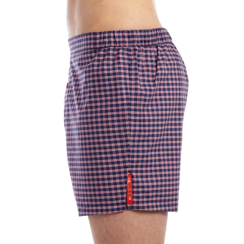 Slim-Fit Boxers Navy-Red Plaid