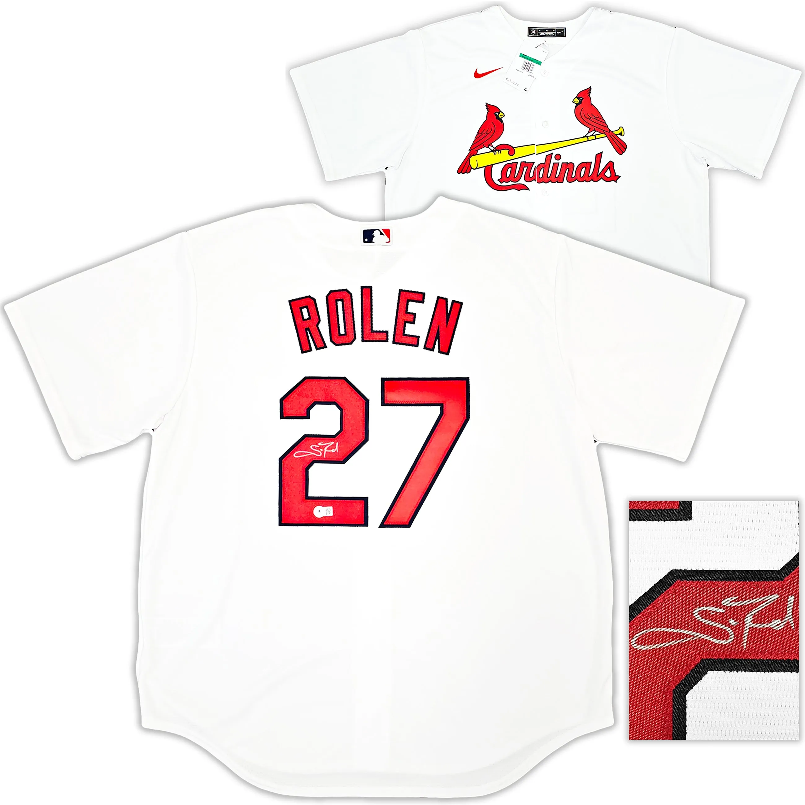 St. Louis Cardinals Scott Rolen Autographed White Nike Jersey Size XL Beckett BAS Witness Stock #218755