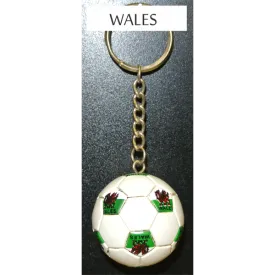 Wales Soccer Ball Metal Key Chain