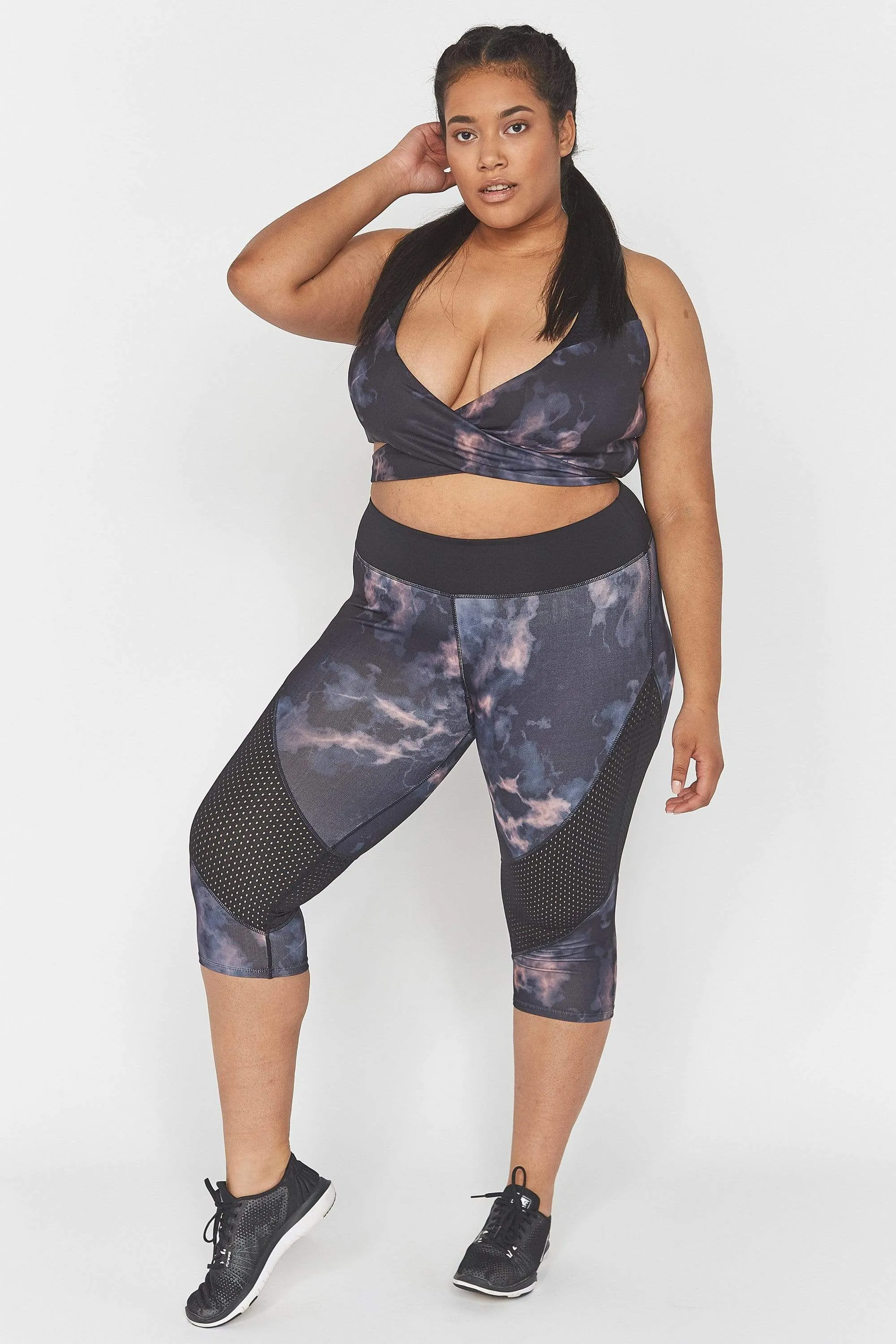 Wolf & Whistle Dark Marble Wrap Front Curve Sports Bra