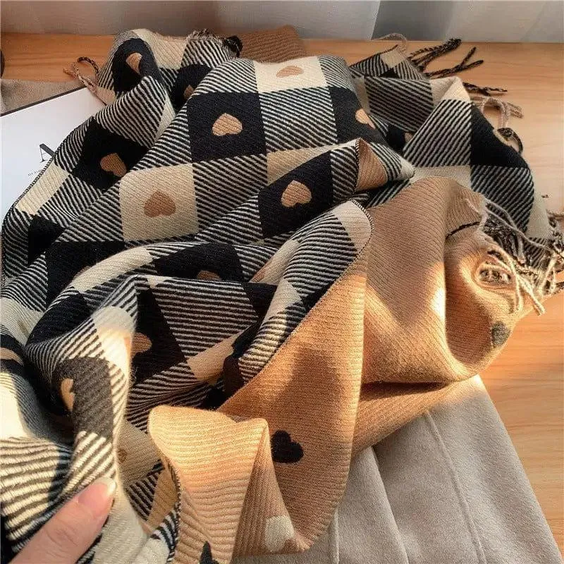 Women's Love Thickened Checked Scarf