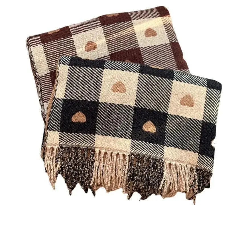 Women's Love Thickened Checked Scarf